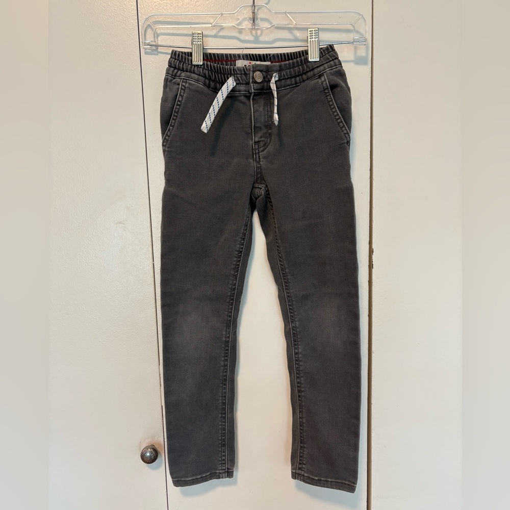 Mini boden boys slim pull on trousers, grey size 7